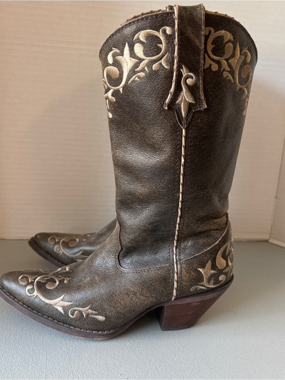 Durango Women’s Crush Scroll Western Boots Size 7.5M Brown/Tan